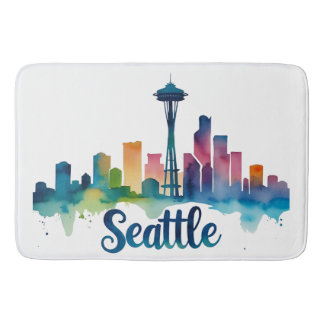 Tapete De Banheiro Seattle City aguarela Skyline