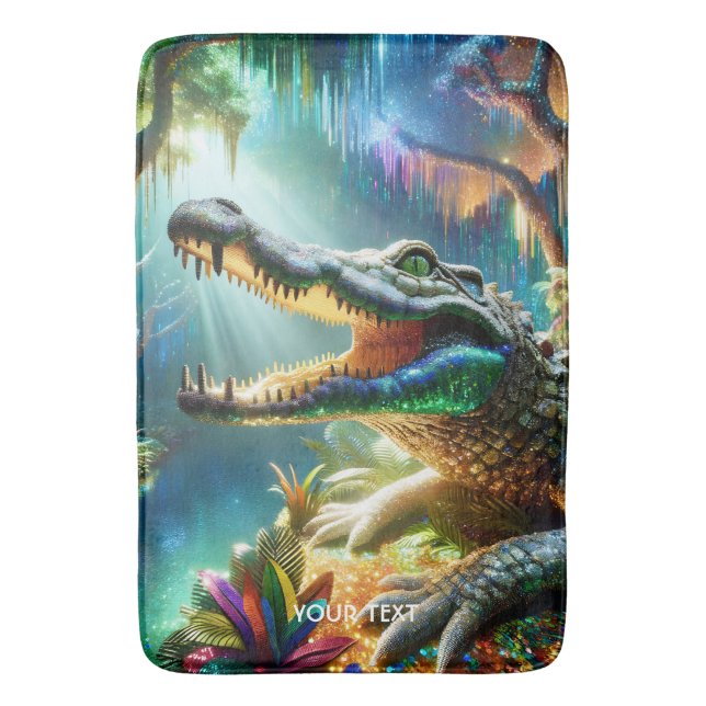 Tapete De Banheiro Selva Crocodilo Encantada Fantasy (Frente Vertical)