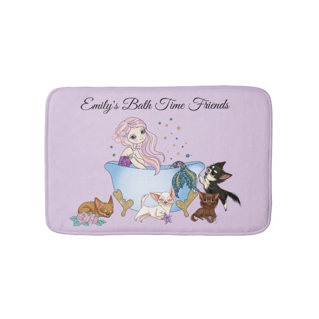 Tapete De Banheiro Sereia e Chihuahua Amigos Bath Mat (frente)