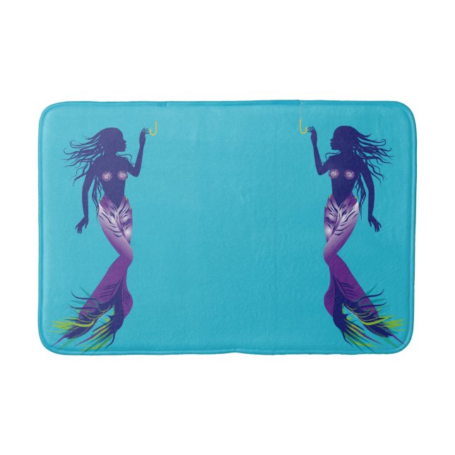 Tapete De Banheiro Sereia e gancho de Ouro (Frente)