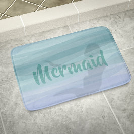 Tapete De Banheiro Sereia Silhouette Aqua Blue Ocean Personalizada
