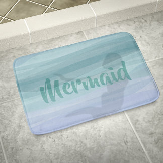 Tapete De Banheiro Sereia Silhouette Aqua Blue Ocean Personalizada