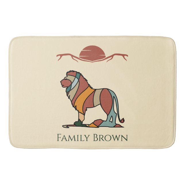 Tapete De Banheiro Serene Savanna Kind Lion Custom Name Bath Mat (Frente)