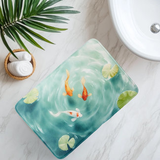 Tapete De Banheiro Serenidade de Peixes Koi em Aquarela
