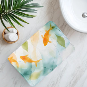 Tapete De Banheiro Serenidade de Peixes Koi em Aquarela Abstrata
