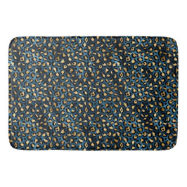Tapete De Banheiro Série Leopardo Azul e Dourado Design 1