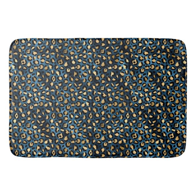 Tapete De Banheiro Série Leopardo Azul e Dourado Design 1 (Frente)