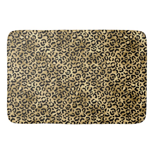 Tapete De Banheiro Série Leopardo Azul e Dourado Design 2 (Frente)