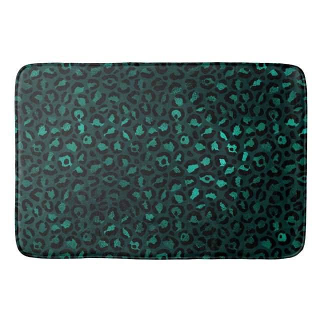 Tapete De Banheiro Série Teal e Gold Leopard Design 4 (Frente)