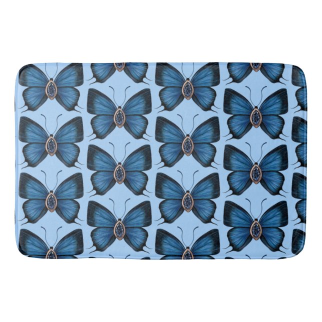 Tapete De Banheiro Setembro Blue Butterfly Patterfly Design Regal (Frente)