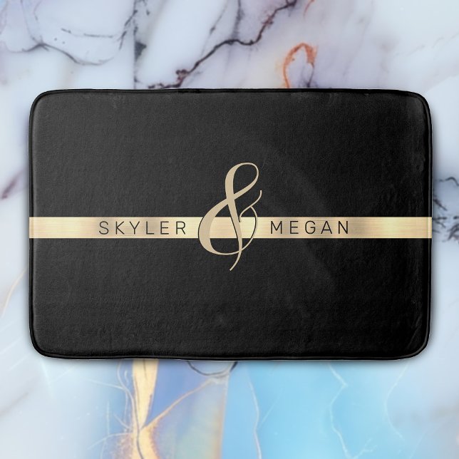 Tapete De Banheiro Seus nomes, Dourada faixa em preto (Criador carregado)