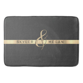 Tapete De Banheiro Seus nomes, Dourada faixa na Cinza escura