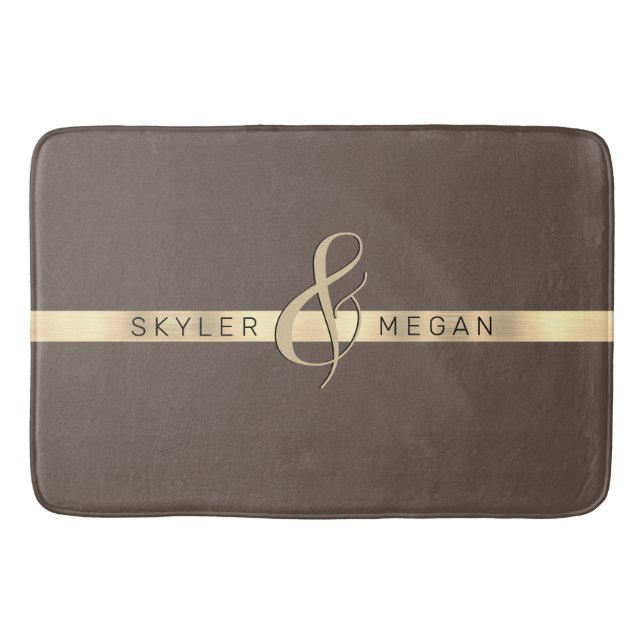 Tapete De Banheiro Seus Nomes, Dourada Greve em Castanho (Frente)