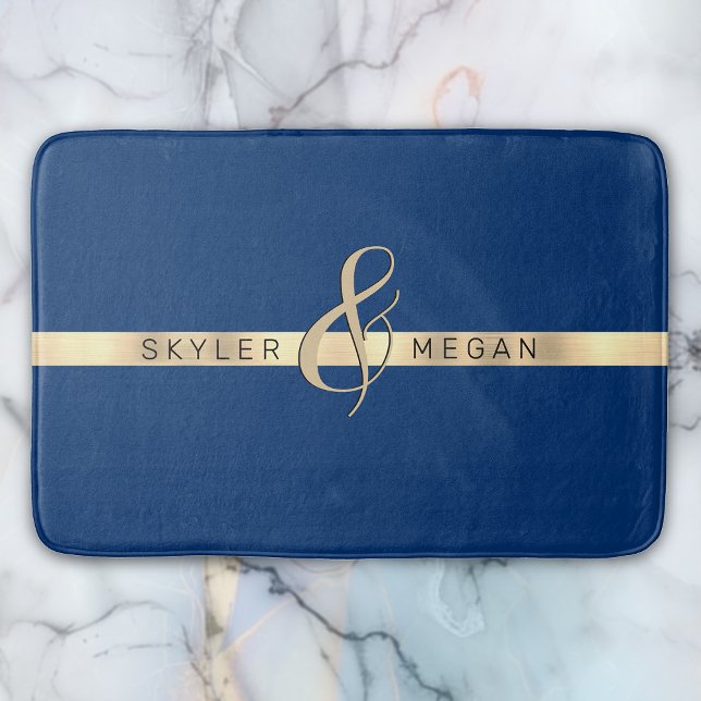 Tapete De Banheiro Seus Nomes, Dourada Greve no Azul Real (Criador carregado)