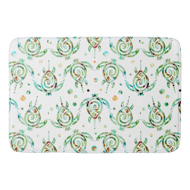 Tapete De Banheiro Shamanic Sea Turtle padrão sem descontinuidades +  (Frente)