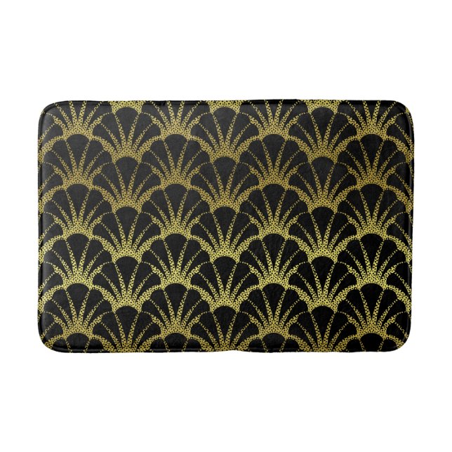 Tapete De Banheiro Shell preto/Dourado do art deco retro escala o (Frente)