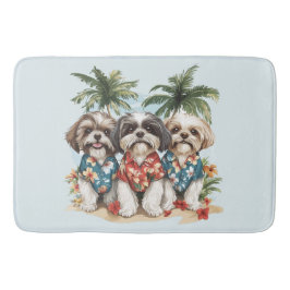 Tapete De Banheiro Shih Tzu Dogs Vestindo camisas havaianas