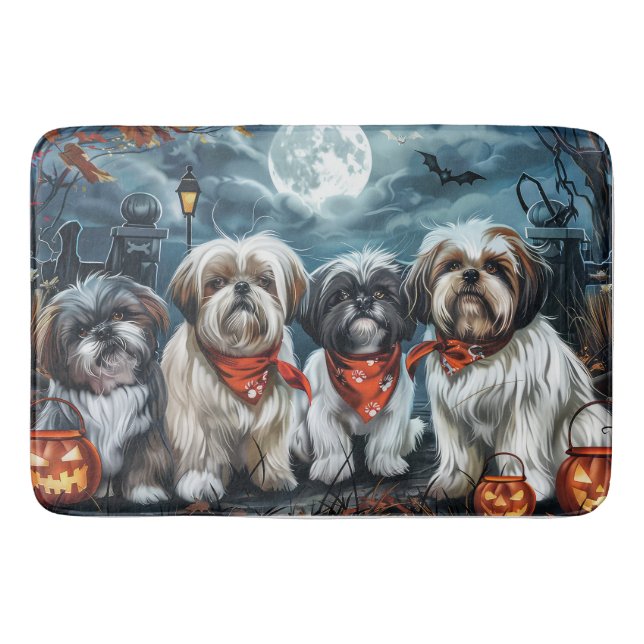 Tapete De Banheiro Shih Tzu Halloween Spooky (Frente)