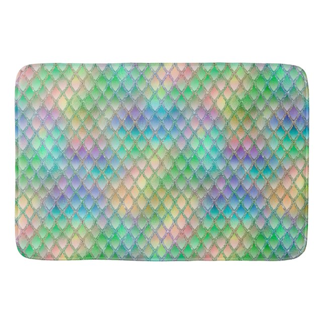Tapete De Banheiro Shimmering Pastel Rainbow & Glitter Dragon Scales (Frente)