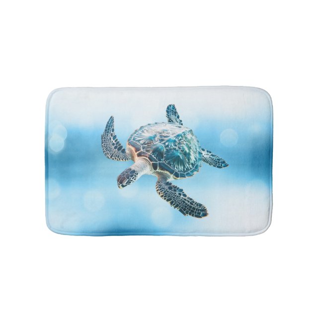 Tapete De Banheiro Shimmering Turquoise Sea Turtle | Coastal (frente)