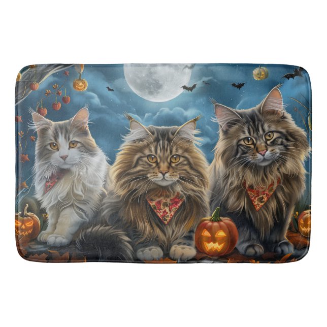 Tapete De Banheiro Siberian Cat Halloween Spooky (Frente)