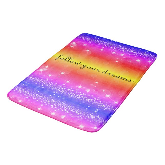 Tapete De Banheiro Siga seus sonhos Rainbow Sparkle Bath Mat (Angulado)