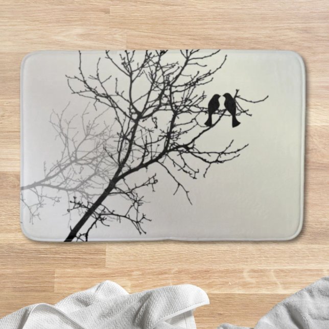 Tapete De Banheiro silhueta branca preta da paisagem natural congelad (zen nature landscape black white tree silhouette bath mat)