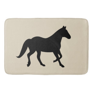 Tapete De Banheiro Silhueta e taupe de cavalo preto