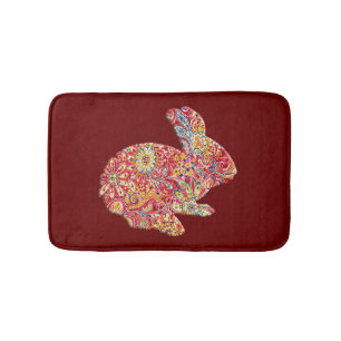 Tapete De Banheiro Silhueta Floral Colorida Coelho Coelho Bath Mat