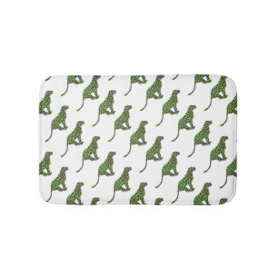 Tapete De Banheiro Silhueta Preta e Verde-Leopardo