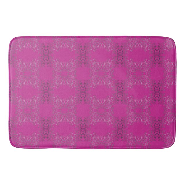 Tapete De Banheiro Silver Swirls Arabesque Bath Mat (Frente)