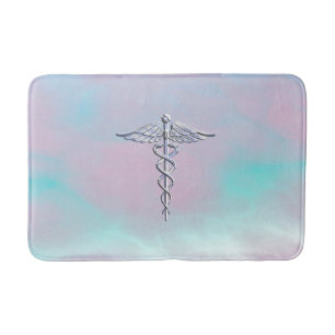 Tapete De Banheiro Símbolo médico do Caduceus na decoração da pé