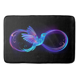 Tapete De Banheiro Símbolo Neon Infinity com Hummingbird brilhante