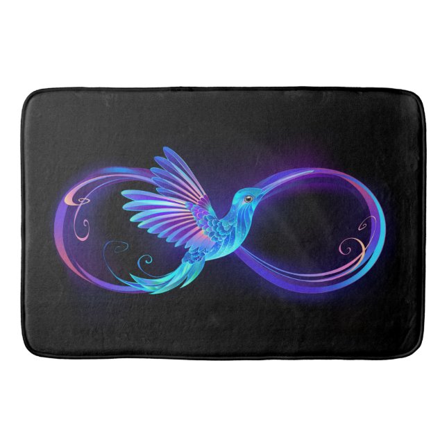 Tapete De Banheiro Símbolo Neon Infinity com Hummingbird brilhante (Frente)