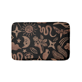 Tapete De Banheiro Símbolos místicos: cobra, sol, lua.