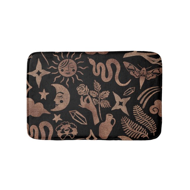 Tapete De Banheiro Símbolos místicos: cobra, sol, lua. (frente)