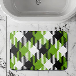 Tapete De Banheiro Simples Xadrezes Tartan Neon Green