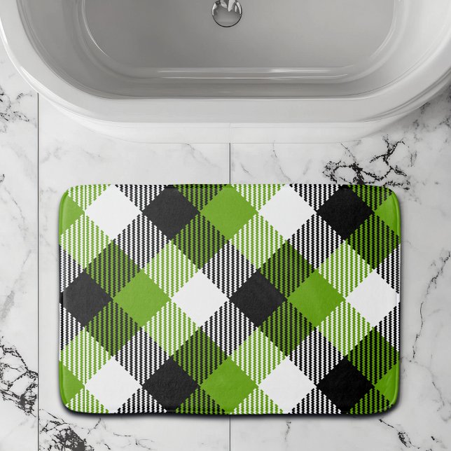 Tapete De Banheiro Simples Xadrezes Tartan Neon Green (Criador carregado)