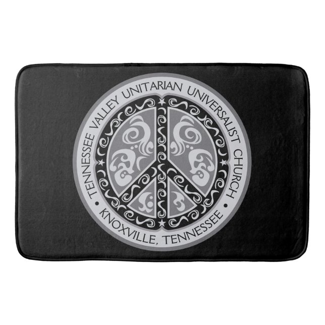 Tapete De Banheiro Sinal de paz Design a preto e branco (Frente)