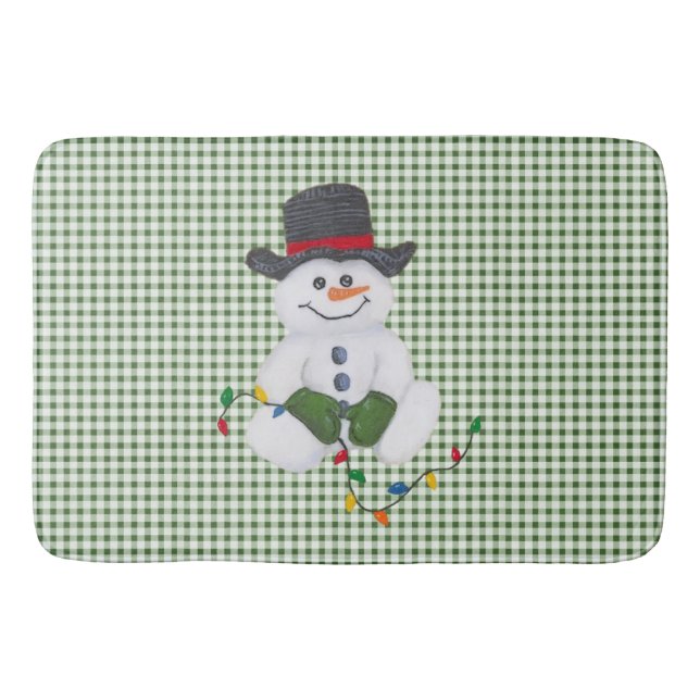 Tapete De Banheiro Sitting Snowman Bath Mat (Frente)