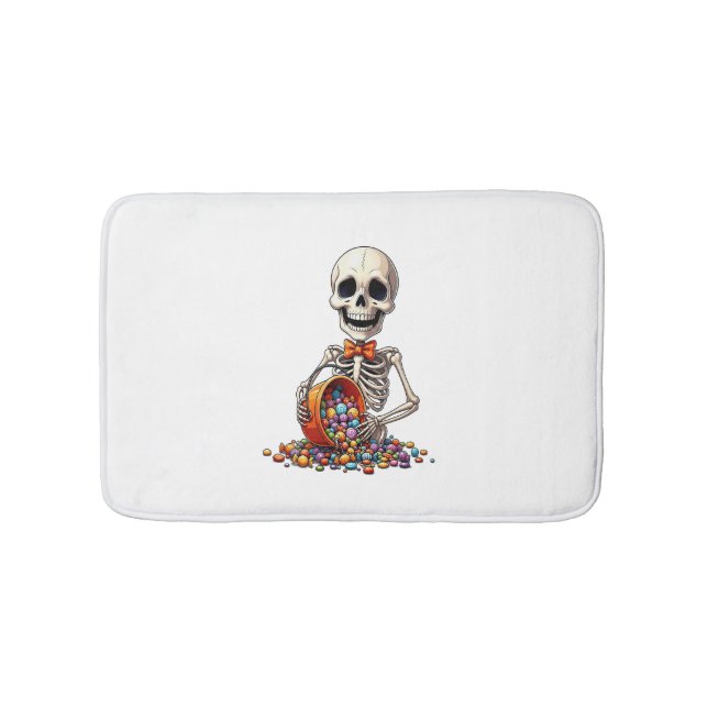 Tapete De Banheiro Skeleton Candy Bowl Halloween (frente)