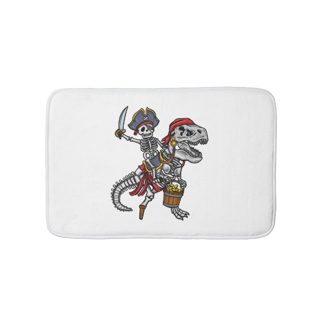 Tapete De Banheiro Skeleton do Dinossaur Pirata de Halloween (frente)
