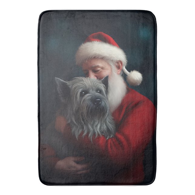 Tapete De Banheiro Skye Terrier com Papai Noel Natal Festivo (Frente Vertical)