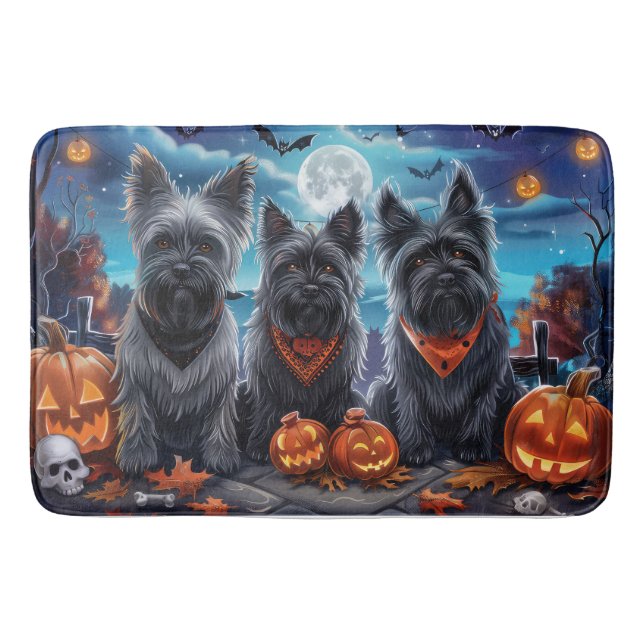 Tapete De Banheiro Skye Terrier Halloween Spooky (Frente)