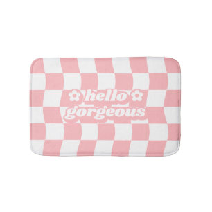Tapete De Banheiro Slogan da prancheta branca rosa-giro