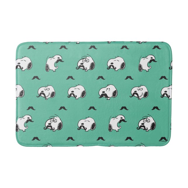 Tapete De Banheiro Snoopy Mustaches & Teal Patterno (Frente)