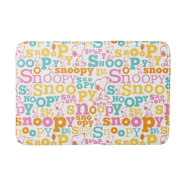 Tapete De Banheiro Snoopy Pastel Text Pattern (Frente)