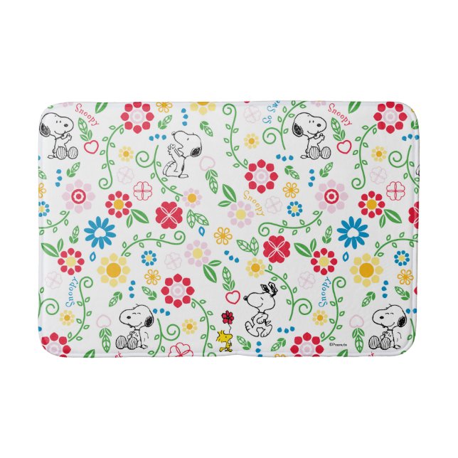 Tapete De Banheiro Snoopy So Sweet Flower Pattern (Frente)