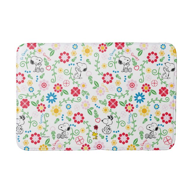 Tapete De Banheiro Snoopy So Sweet Flower Pattern (Frente)