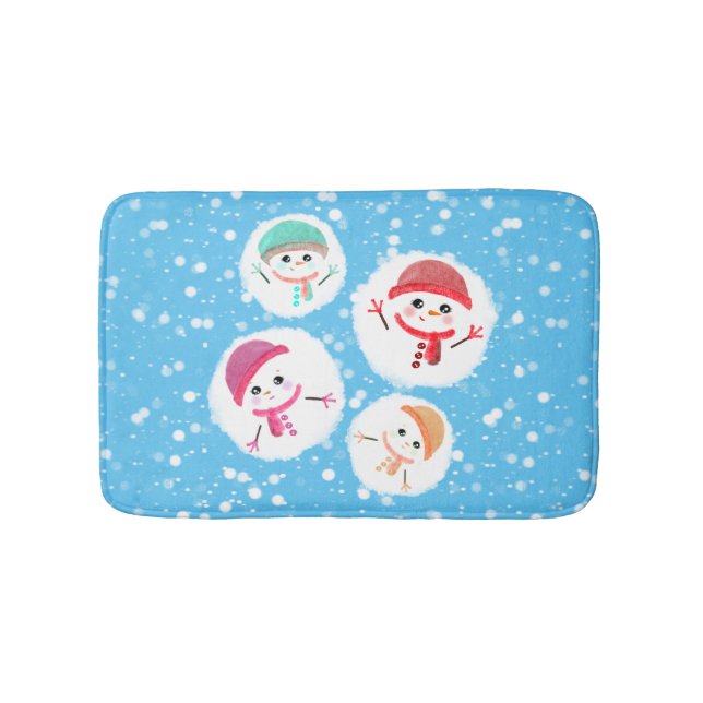 Tapete De Banheiro Snowball e Snowman Blue (frente)